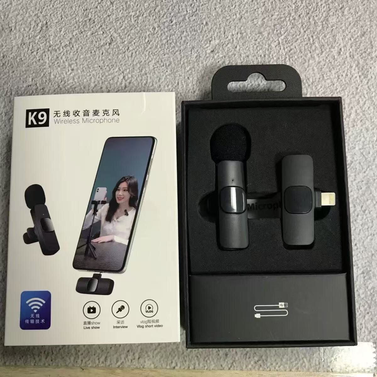 🎤 Micro-cravate sans fil K9 pour smartphone